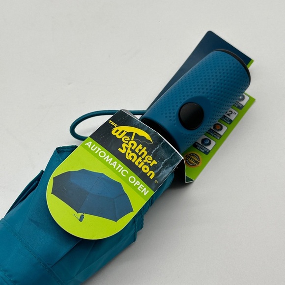 The Weather Station Super Mini Oversize Manual Teal Umbrella Full 42" ARC - Picture 2 of 3